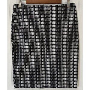 Adrianna Papell Geometric Black White Exposed Zip Lined Pencil Straight Skirt-6
